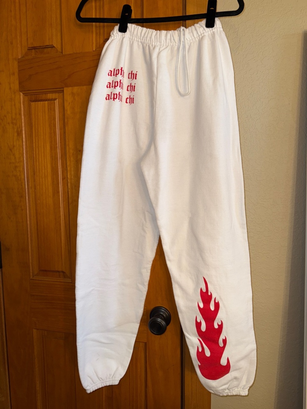 Alpha Chi Omega Sorority Sweatpants with Red Flame Graphic - Picture 3 of 6